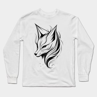 Minimalist Kitsune 2: Modern Interpretation of Japanese Mythical Creature Long Sleeve T-Shirt